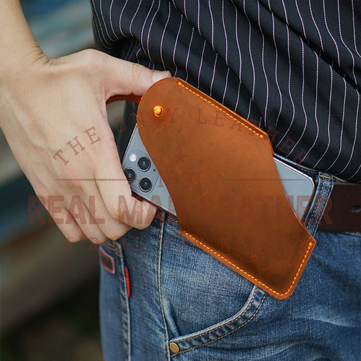 Giacinto Leather Cellphone Belt Pouch
