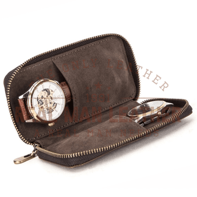 Cleto 2-Slot Leather Watch Pouch