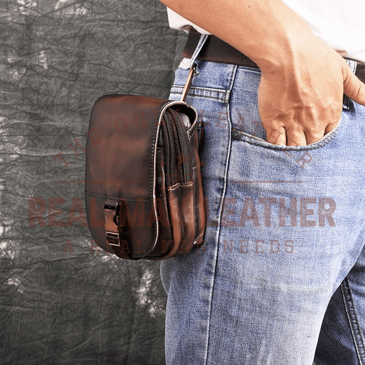 Ricci EDC Genuine Leather Belt Pouch