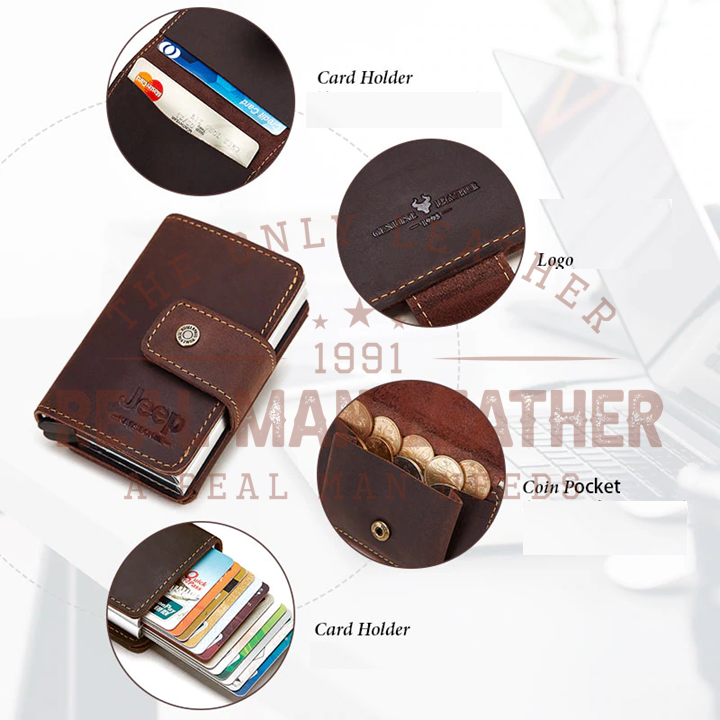 Jeep RFID Leather Bank Card Wallet - Real Man Leather