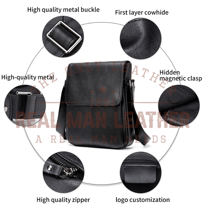 Eusebio Men's Genuine Leather Shoulder Bag
