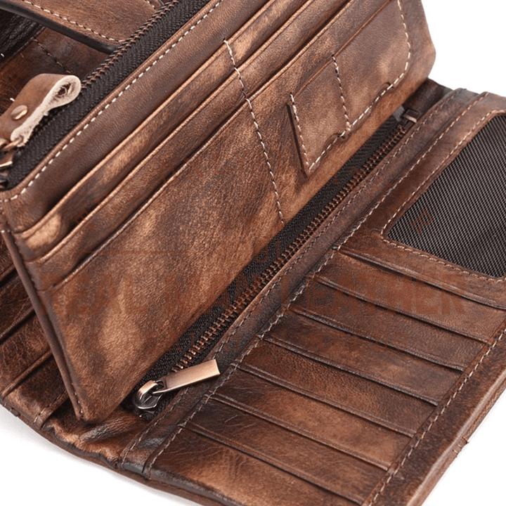 Luufan Vintage Genuine Leather Long Wallet
