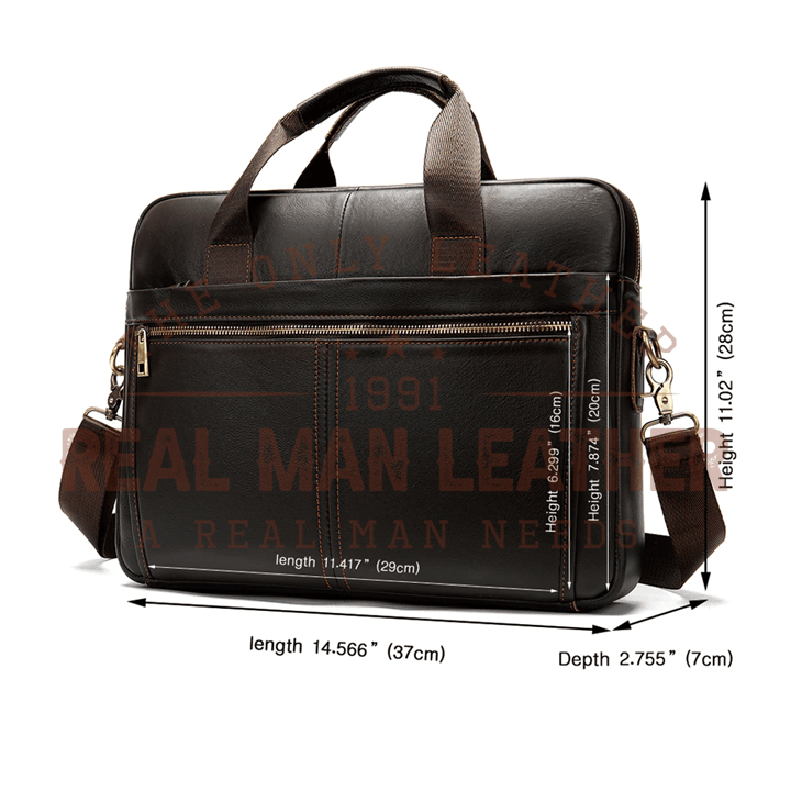 Edmondo Leather Briefcase Messenger Bag