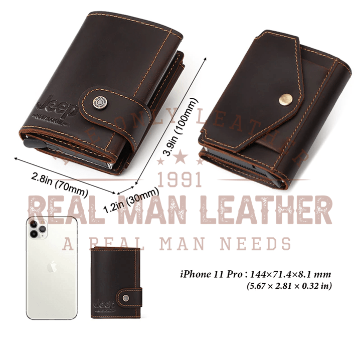 Jeep Leather Automatic Pop Up Credit Card Wallet