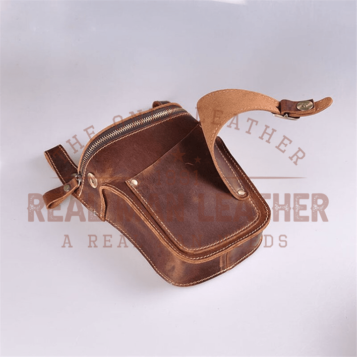 Retro Motorcycle Leather Belt Bag