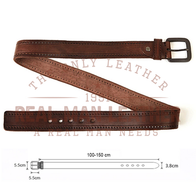 Men's Leather Belt Hard Metal Matte Buckle