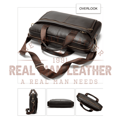 Edmondo Leather Briefcase Messenger Bag