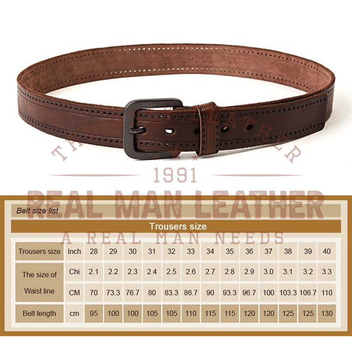 Men's Leather Belt Hard Metal Matte Buckle