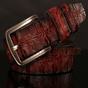 Lauro Leather Crocodile Pin Buckle Belt